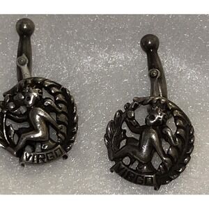Rare Cini Sterling‎ Virgo Zodiac Wreath Cufflinks 925 Signed Mid Century